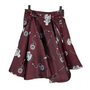 Ledin x Tibi Maroon Taffeta Circle Skirt Size Small
